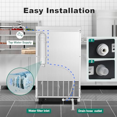 Amzgachfktch Commercial Ice Maker 100 Lbs/24H, Auto Self-Cleaning Ice Maker