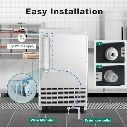 Amzgachfktch Commercial Ice Maker 100 Lbs/24H, Auto Self-Cleaning Ice Maker