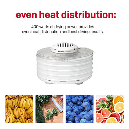 Nesco FD-37A Food Dehydrator for Herbs, Fruit, Beef Jerky, 4 Trays, Speckled White