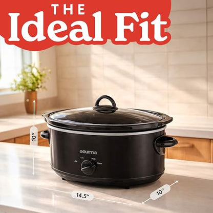 Gourmia Slow Cooker - 6 Quart Removable Ceramic Pot, Manual Controls with 3 Temperature Settings, Dishwasher Safe Crock and Glass Lid, Black