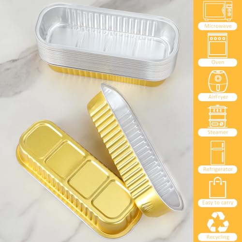 EgticHome Mini Loaf Pans with Lids and Spoons (100 Pack, Mixed color, 6.8oz) Rectangular Aluminum Foil Baking Pans