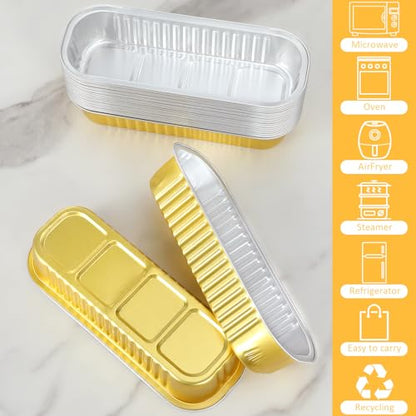 EgticHome Mini Loaf Pans with Lids and Spoons (100 Pack, Mixed color, 6.8oz) Rectangular Aluminum Foil Baking Pans