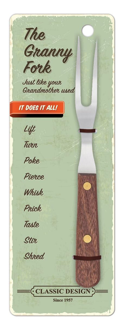 HIC Kitchen Granny Fork, Japanese Stainless Steel and Walnut Handle