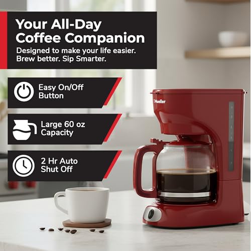MUELLER HOME 12-Cup Red Coffee Maker