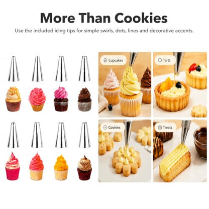 Loukaii Spritz Cookie Press Gun Kit - 24-piece cookie press set with 13 Discs & 8 Tips | Easy Squeeze for Butter Cookies, Cake Decorating | Ideal Holiday Baking & Gift for Home Bakers
