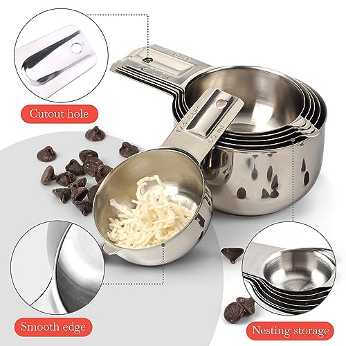Bellemain One-Piece Stainless Steel Measuring Cups Set of 6 – Nesting Metal Measuring Cups for Kitchen – Dry & Liquid Measurements (ML & OZ), Rust-Resistant, Dishwasher Safe, Ergonomic Design