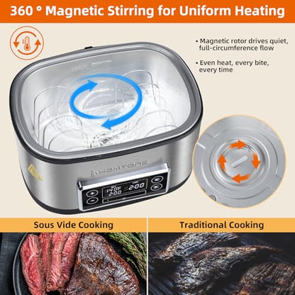 Homtone 8 Quart Sous Vide, Temperature Control Sous Vide Cooker with Timer, Stainless Steel Sousvide for Steak/Seafood/Vegetables, Suveed Cooking Machine Precision Steak Cooker with Vacuum Bags