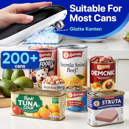 Electric Can Opener, Can Opener for Seniors, Suitable for Any Size Cans, Hands Free, Smooth Edge, Battery Powered, Automatic Can Opener is an Ideal Kitchen Gadget for Women and Left Handed People