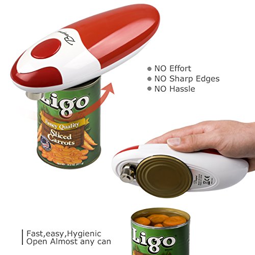 Kitchen Automatic Safety Cordless One Tin Touch Electric Can Opener&Bangrui Professional Electric Can Opener.One-touch switch .Smooth can edge.Being friendly to left-hander and arthritics! (Red)