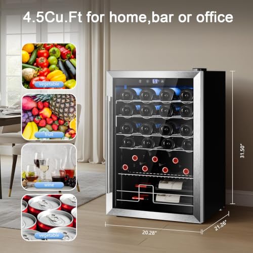 Antarctic Star Wine Cooler Refrigerator, Freestanding Wine Fridge with Adjust Temperature（32°F- 61°F）, 4.5 Cu.Ft Mini Fridge for home/bar/office, Black