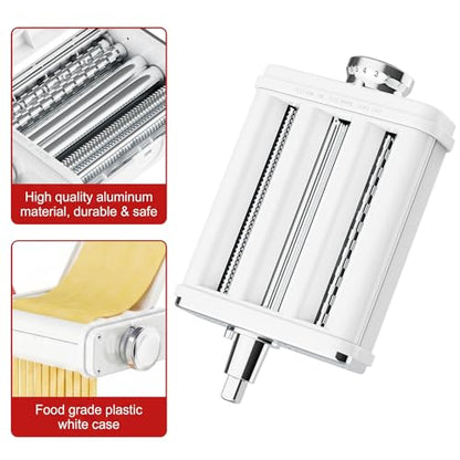 Gvode 3-in-1 Pasta Attachment for KitchenAid Stand Mixer, Includes Spaghetti Cutter, Pasta Roller and Fettuccine Cutter, Pasta Maker, Noodle Maker, Pasta Machine