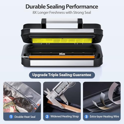 95kPa Precision Vacuum Sealer for Food with Dry/Moist Modes, 2X Strength