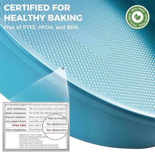 HONGBAKE Nonstick Ceramic 9 Inch Round Cake Pan Set of 2, Heavy-Duty Aluminized Steel round cake pans with Diamond Texture, Non-Toxic Cake Molds, Cake Pans Sets for Baking Cheesecake, Blue