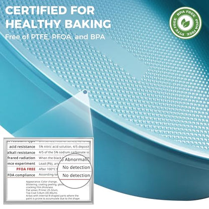 HONGBAKE Nonstick Ceramic 9 Inch Round Cake Pan Set of 2, Heavy-Duty Aluminized Steel round cake pans with Diamond Texture, Non-Toxic Cake Molds, Cake Pans Sets for Baking Cheesecake, Blue