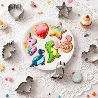 MINO ANT Stainless Steel Cookie Cutters, Mickey Unicorn Dinosaur Heart Star Cookie Cutters, Metal Biscuit Cutter Molds for Baking or Valentine's Day Christmas Holiday Party Decorations