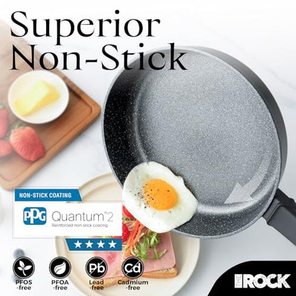 THE ROCK SOHO 15Pcs Cookware Set – Pots and Pans Set Non Stick with ROCK.TEC – Compact for Urban Kitchens, Nothing Sticks, Never Warps, Lasts Longer, Induction & Dishwasher Safe, Black