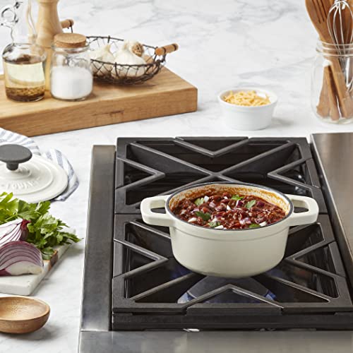 Smith & Clark 1-Quart Enameled Cast Iron Dutch Oven Pot with Lid, Ivory White