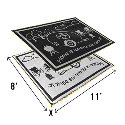 Stylish Camping LED Illuminated Patio Mat - Reversible RV Home Mat 8x11