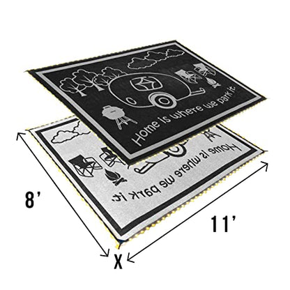 Stylish Camping LED Illuminated Patio Mat - Reversible RV Home Mat 8x11