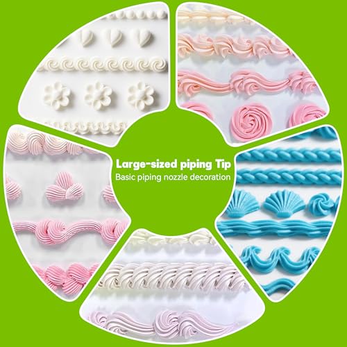 9PCS Large Piping Tips Set, Stainless Steel Cake Decorating Tips, Pastry Cake Decorating Tips Baking Tools for Baking Cupcakes, Cake Decorating