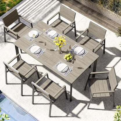 ComfCove Outdoor Dining Set, Aluminum & HDPS Outdooor Table and Chairs Set