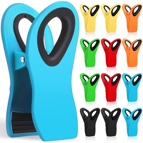 Jetmore 12 Pack Chip Clips Bag Clips, Magnetic Bag Clip for Food Storage Heavy Duty, Plastic Food Clip for Chips, Snack, Kitchen, Refrigerator, Garden, Sewing, Fabric, Clothes Pins