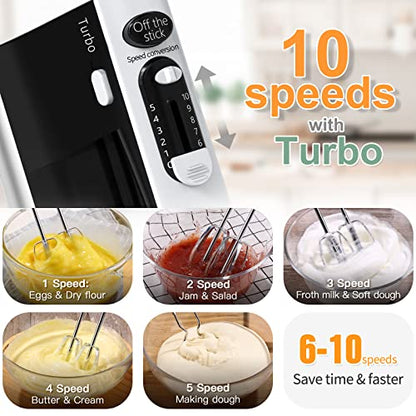 600W Powerful Hand Mixer Electric 10 Speed Powerful with Turbo