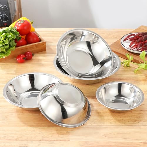 Odowalker 15 Pcs Stainless Steel Bowls Kitchen Metal Bowl with Flat 6.3 Inch Base Prep Bowls, Mixing Bowls Mirror Polish Metal Bowl Set for Meal Prep, Serving, Baking