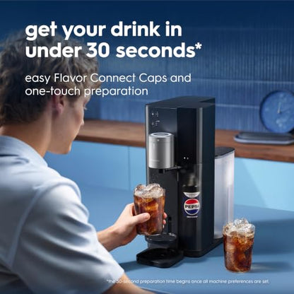 Sodastream Fountain |Soda Machine and Sparkling Water Maker Starter Kit (Silver/Black) With 60L CO2 Canister, Water Tank, 2 Flavor Connectors and Pepsi Zero Flavor