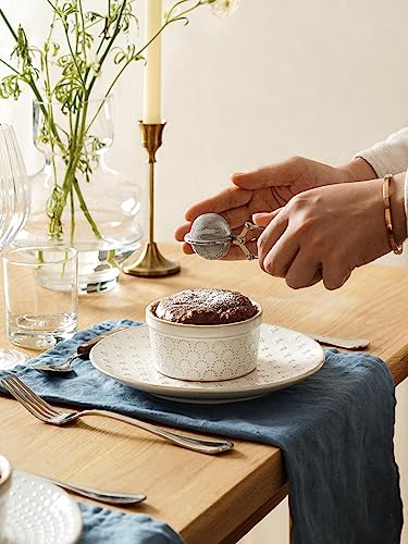 LE TAUCI Ramekins 6 oz, Ramiken for Creme Brulee, Lava Cake,Pudding, Souffle, Small Sauce Bowl,Ceramic Baking Dishes- 4 inch, Set of 4, Arctic White