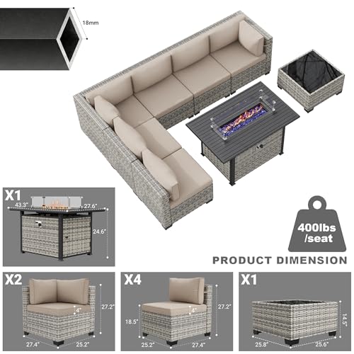Sweecci Outdoor PE Wicker Rattan Modular Patio Sectional Sofa Set
