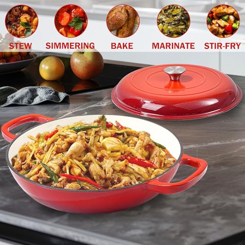 Vivicreate 3.5 Quart Enamel Cast Iron Dutch Oven Pot with Lid – Enameled Cookware for Baking, Roasting, and Braising – Durable Cast Iron Pot for Stove Top and Oven Use