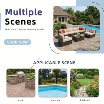 Vongrasig 7 Pieces Patio Furniture Sets, Outdoor Sectional Patio Sofa Set