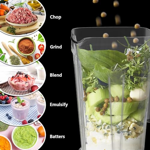 OMMO Blender 1800W, Professional High Speed Countertop Blender with Stainless Steel Blades, 60oz BPA Free Jar for Shakes and Smoothies, Ice and Fruits, Dishwasher Safe