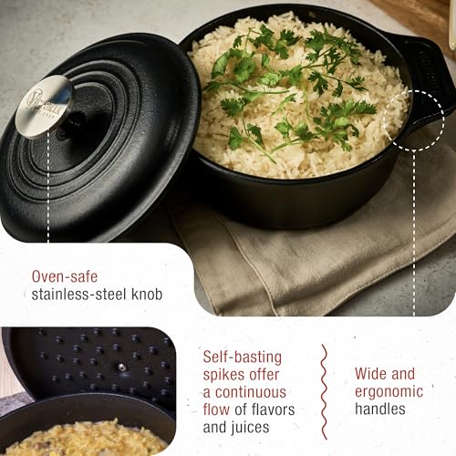 Victoria 2-Quart Cast Iron Dutch Oven with Lid and Dual Handles, Seasoned with Flaxseed Oil, Made in Colombia