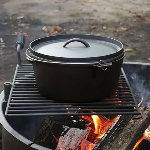 Sunnydaze 8-Quart Pre-Seasoned Cast Iron Deep Black Dutch Oven Pot with Lid and Handle - Camp Chili, Stew, and Soup Pot