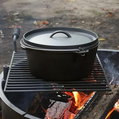 Sunnydaze 8-Quart Pre-Seasoned Cast Iron Deep Black Dutch Oven Pot with Lid and Handle - Camp Chili, Stew, and Soup Pot