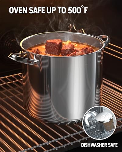 Cooks Standard Classic Stainless Steel Stock Pot with Lid, Large Cooking Pot for Pasta, Soup, Spaghetti, Oven Safe, Dishwasher Safe, Induction Compatible Cookware, 20-Quart