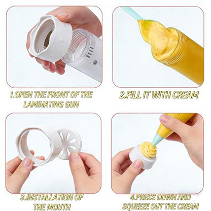 Cookie Press Gun Kit: 12 Discs & 6 Nozzles for Easy Baking. Make Spritz Cookies, Biscuits & Cheese Press. Ideal for Sweet & Cake Decorations. Includes 6 Piping Tips.