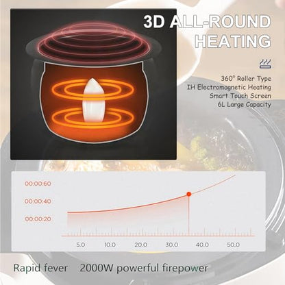 6L Auto Cooking Wok Fried Rice Machine, Cooking with Smart Touch, 1000W/2000W Commercial Food Processor, Intelligent Automatic Cooking Machine,110V/1000W