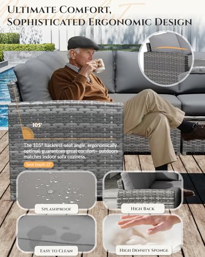 U-MAX Patio Furniture Set, 7 Pieces Outdoor Sectional Sofa Conversation Set