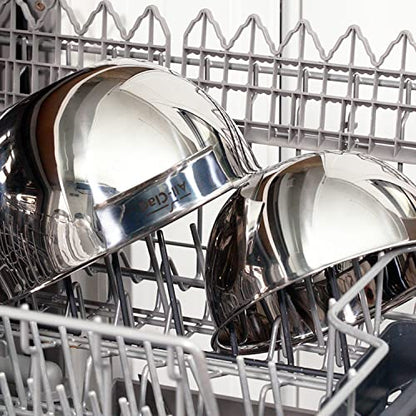 All-Clad Kitchen Accessories Stainless Steel Mixing Bowls Set 1.5, 3, 5 Quart Metal Mixing Bowls Silver