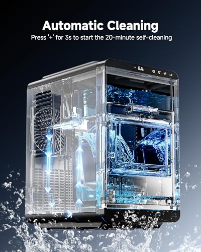 ICEVIVAL Crescent Ice Maker Countertop, 35Lbs/24H, Clear Ice Maker with Self-Cleaning & Timer, 16 Crystal-Clear Ice in 12 Mins, Countertop Ice Makers for Home, Office or Party