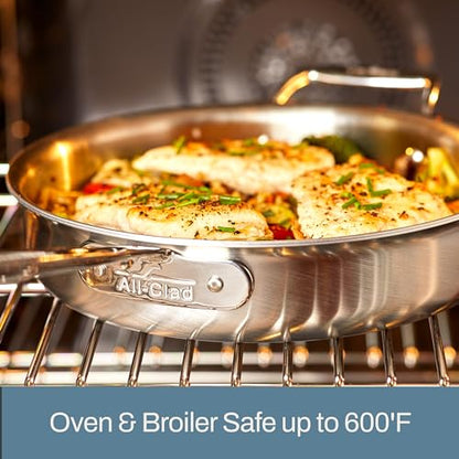 All-Clad D5® Stainless Steel Core 14 Inch Frying Pan Covered - Made in the USA - The Upgrade for Supremely Even Heat- Oven Safe & Induction Compatible Cookware
