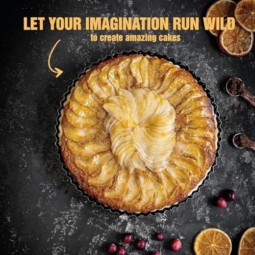 Space Home - Quiche Lorraine Deep Dish Pie Pan - 9.44 inch Tart Pans with Removable Bottoms - Apple Pie Pan - 9.44 inch Tarte Tatin Pan - Deep Dish Pie Crust - Quiche Baking Dish