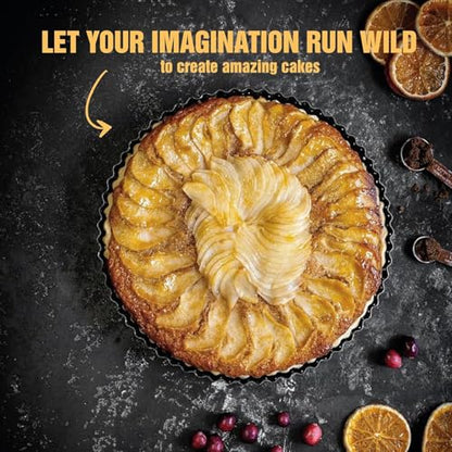 Space Home - Quiche Lorraine Deep Dish Pie Pan - 9.44 inch Tart Pans with Removable Bottoms - Apple Pie Pan - 9.44 inch Tarte Tatin Pan - Deep Dish Pie Crust - Quiche Baking Dish