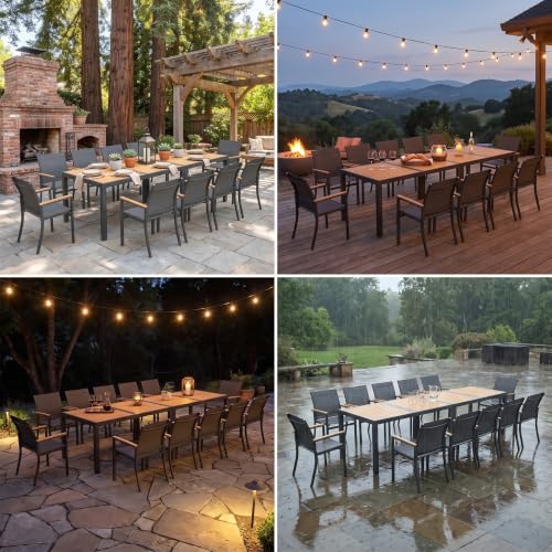 14-Pieces Aluminum Patio Table and Chairs Set with HDPS Tabletop for Patio