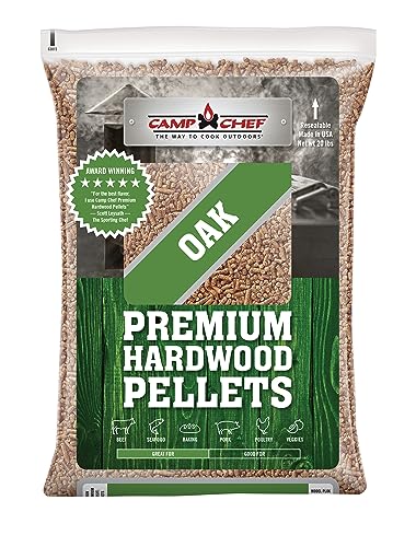 Camp Chef Oak Flavor 100% All-Natural Wood Pellets for Smokers and Pellet Grills, Smoke, Bake, Roast, Braise and BBQ, 20 lb. Bag