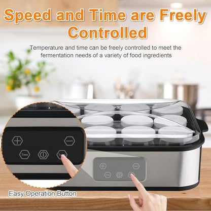 Automatic Yogurt Maker 12 180ml Jars Digital Yogurt Maker Machine Adjustable Temperature 48H Time Control for Fresh Homemade Yogurt Dessert, Led Display Multi-Function 2160ml Electric Yogurt Machine