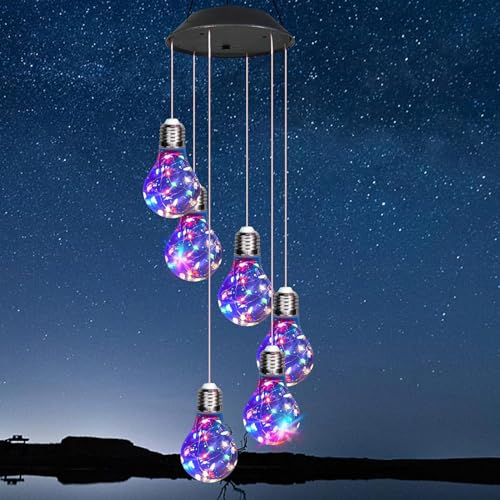 Solar Outdoor Lights Hanging Wind Chimes Bulb 4th of July Decorations Garden Lights LED Waterproof Solar Security Light Yard Decor Led Light Cool Stuff Fourth of July Decorations Birthday Gifts
